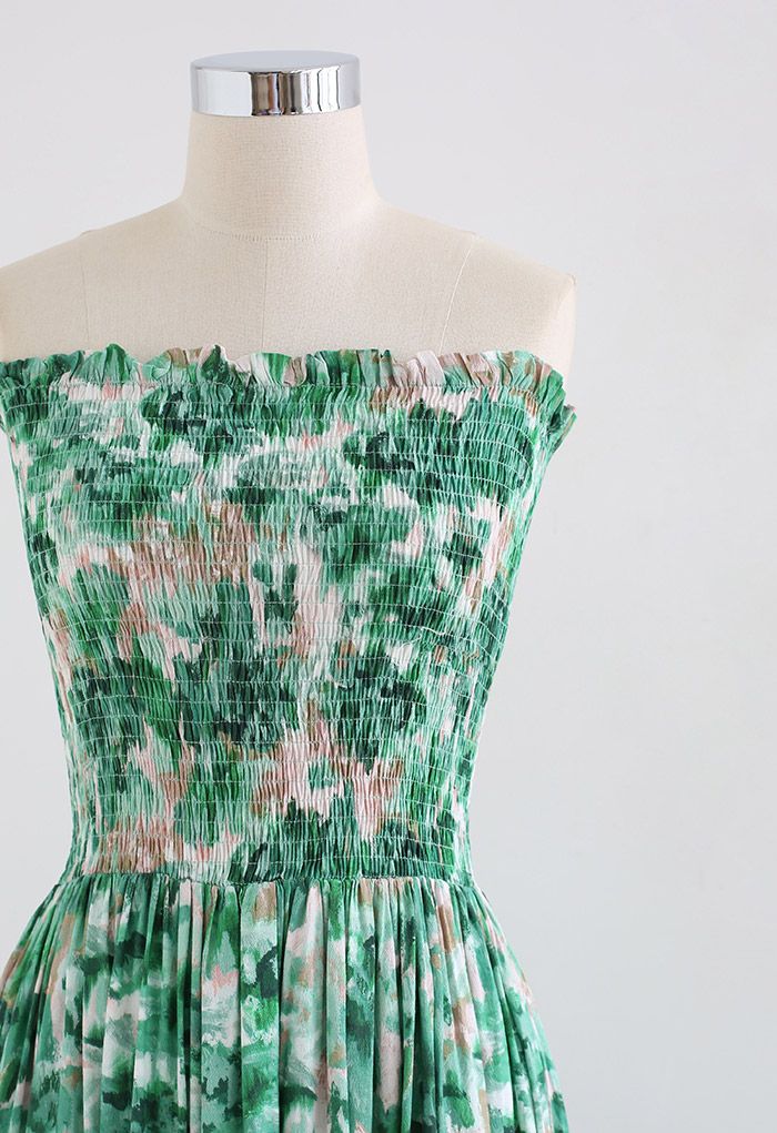 Ölgemälde Raffen Trägerloses Kleid in Grün