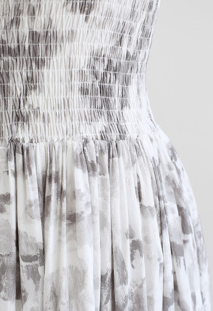 Ölgemälde Raffen Trägerloses Kleid in Grau