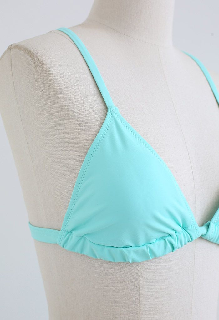 Tiffany Blau Triangel Bikini Satz mit überkreuztem Rücken