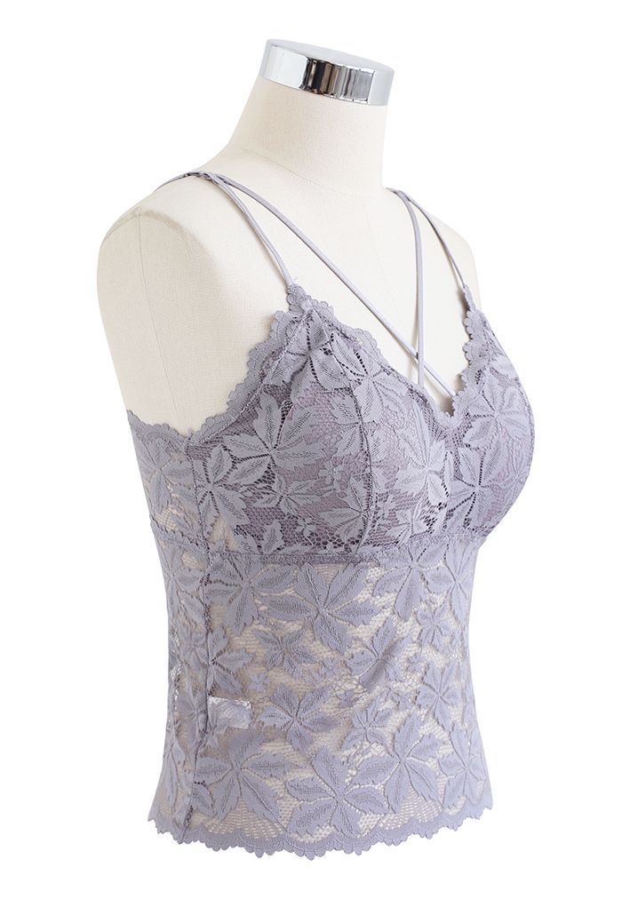 Blossom Lace Cami Bustier Top in Flieder