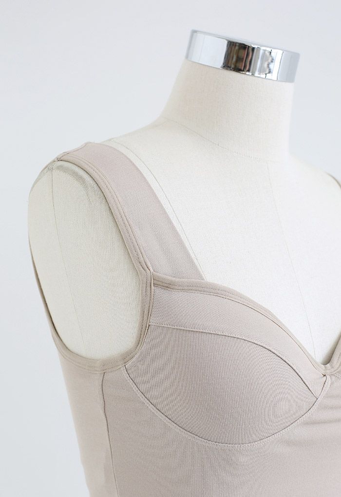 Einfarbiges Bustier-Tanktop in Taupe