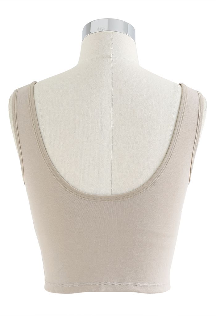 Einfarbiges Bustier-Tanktop in Taupe