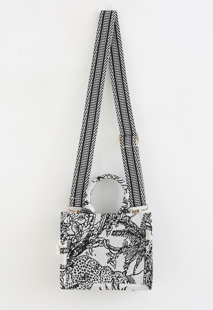 Perle Kette Tiergarten Bestickte Mini Handtasche