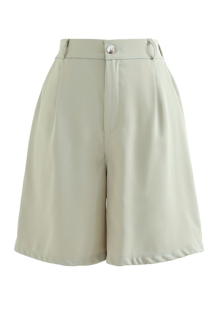 Blazer und Kurze Hosen mit Taschen, Schulterpolsterung und Struktur in  Erbsengrün