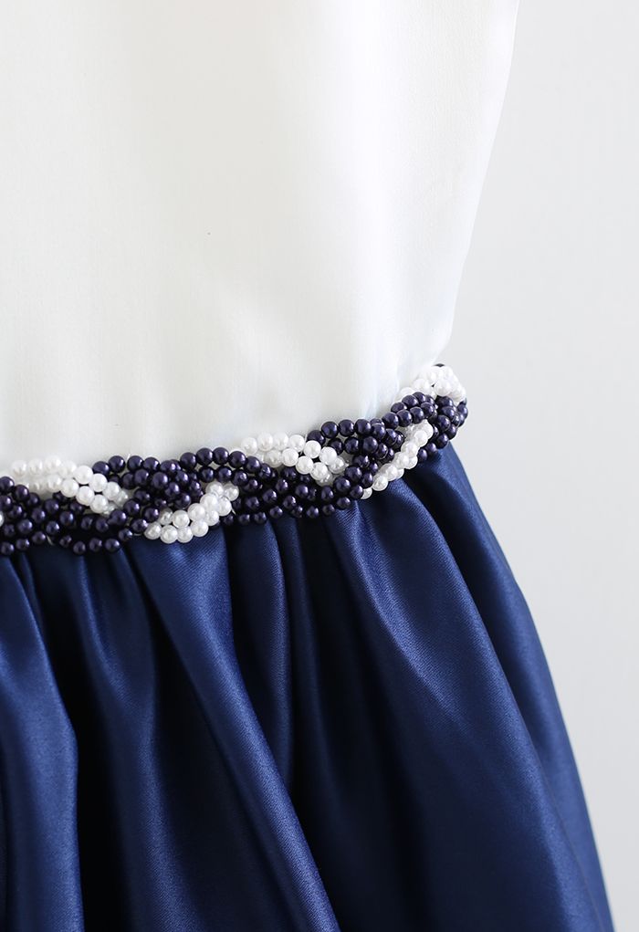 Perlenbesetztes Prinzessinnenkleid mit Flügelärmeln in Marineblau für Kinder