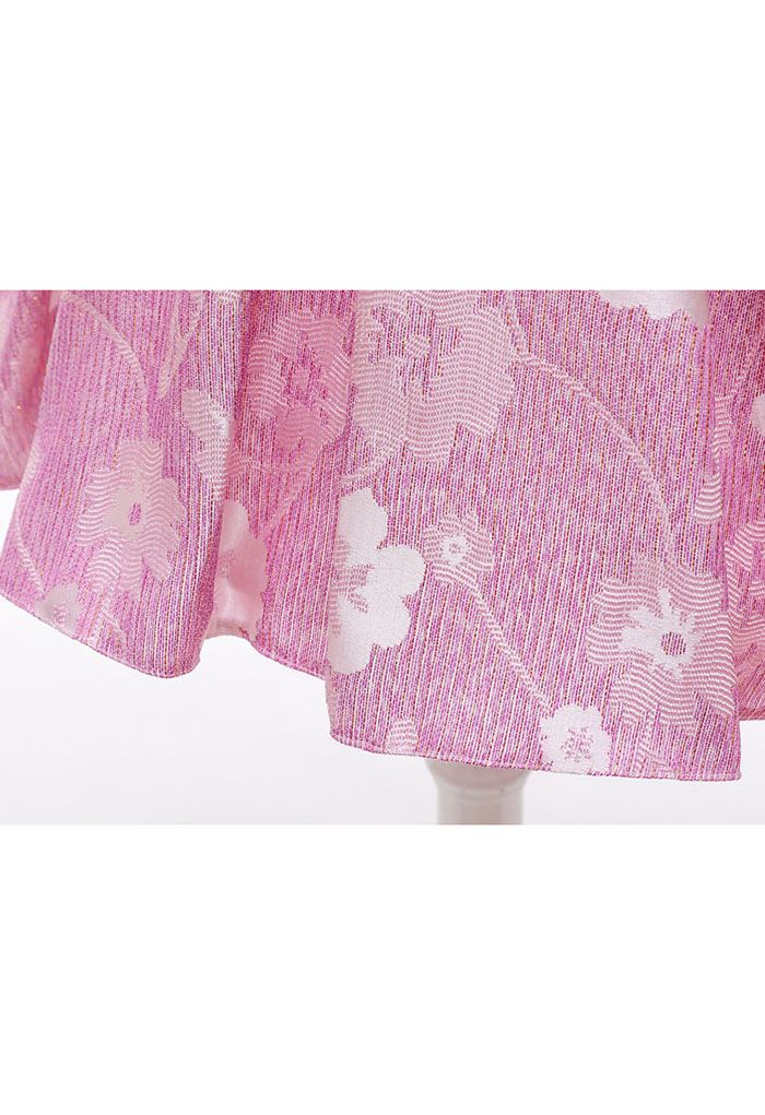 Schleifenknoten Blumen Jacquard Prinzessinnenkleid in Pink für Kinder