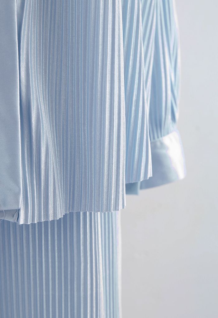 Vollständig plissiertes Plissee-Hemd und Hose im Set in Blau