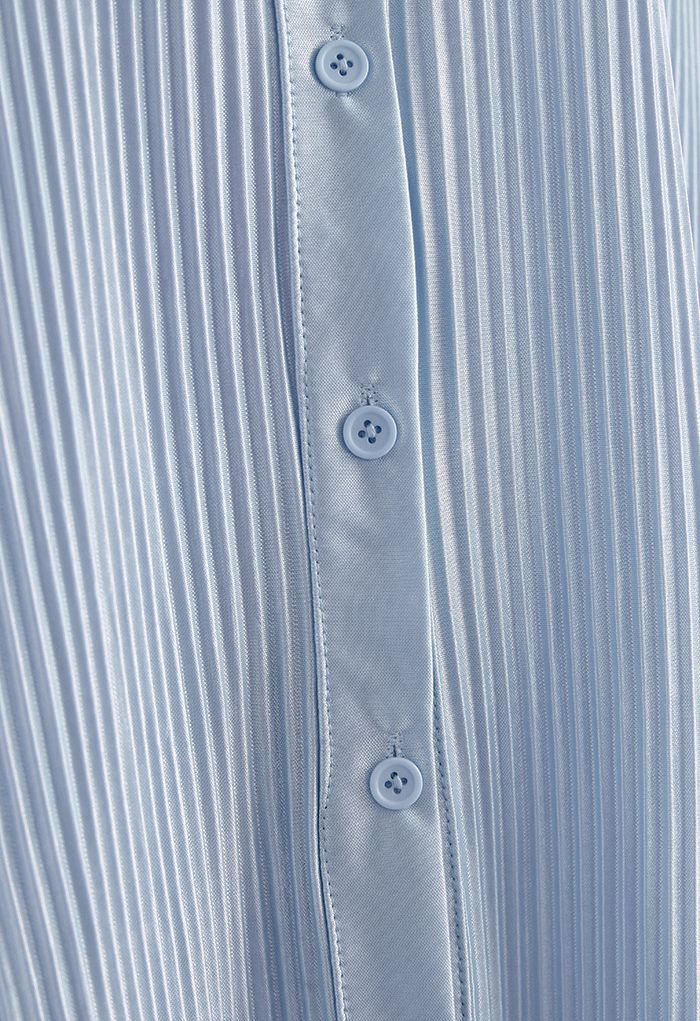 Vollständig plissiertes Plissee-Hemd und Hose im Set in Blau