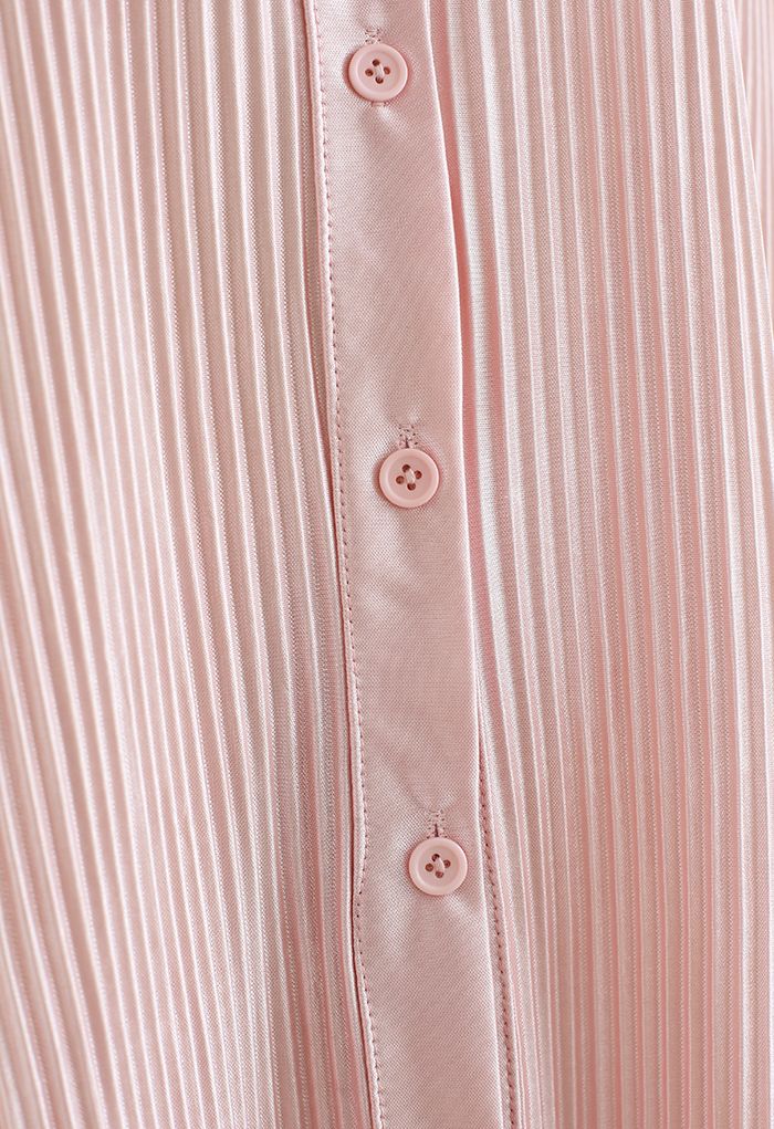 Vollständig plissiertes Plissee-Hemd und Hose im Set in Pink