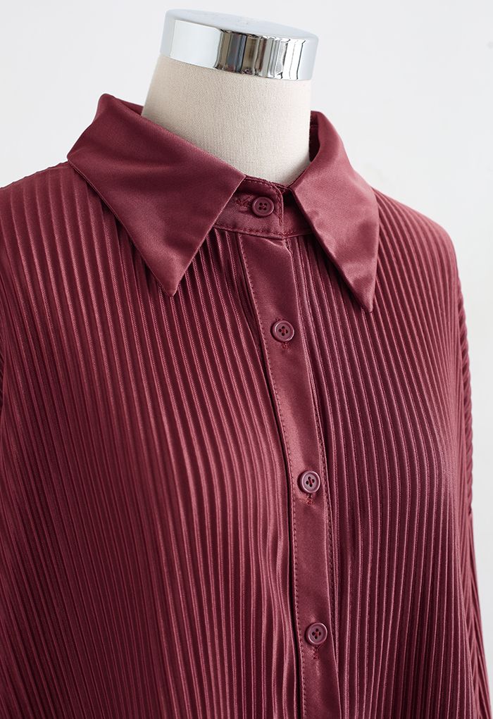 Komplett plissiertes Plissee-Hemd und Hose im Set in Burgund