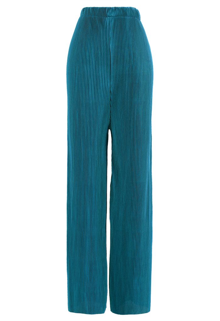 Vollständig plissiertes Plissee-Hemd und Hose im Set in Blaugrün