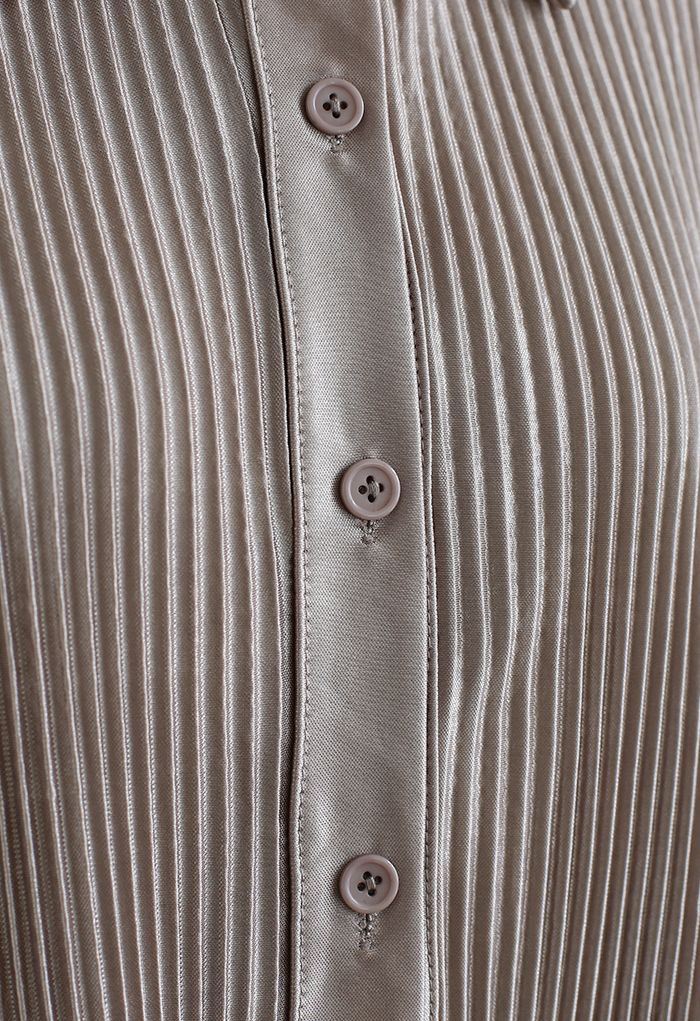 Vollständig plissiertes Plissee-Hemd und Hose im Set in Taupe