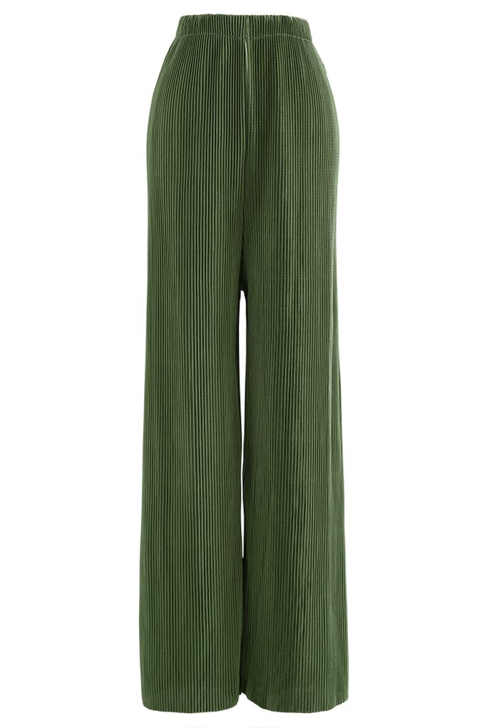 Vollständig plissiertes Plissee-Hemd und Hose im Set in Armeegrün