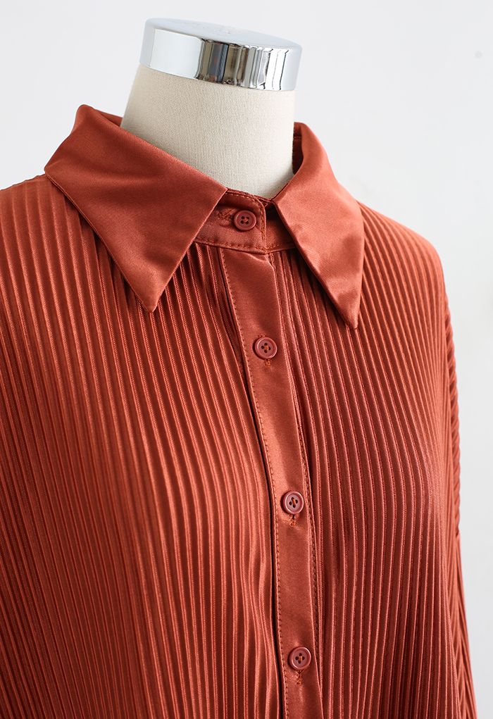 Vollständig plissiertes Plissee-Hemd und Hose im Set in Kürbis