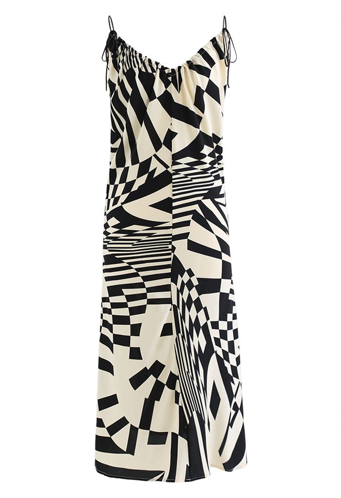 Camisole-Kleid mit geometrischem Print und Kordelzug