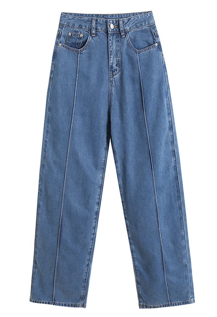 Klassische Jeans mit weitem Bein und Nahtdetail