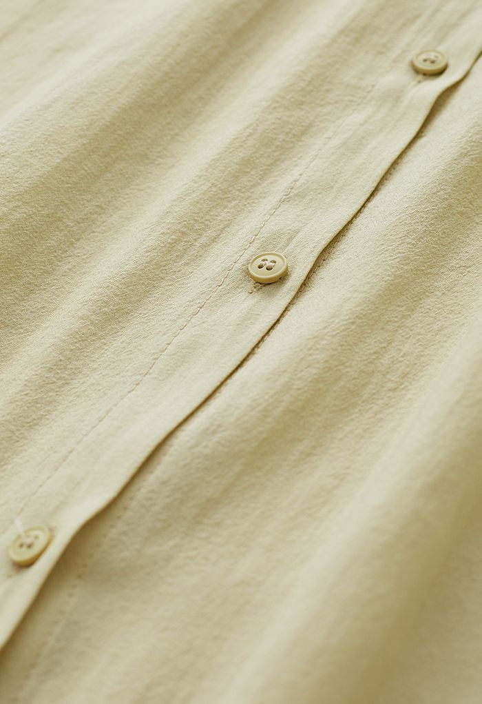 Leichtes Hemd mit Schleifenknoten zum Selbstbinden in Erbsengrün