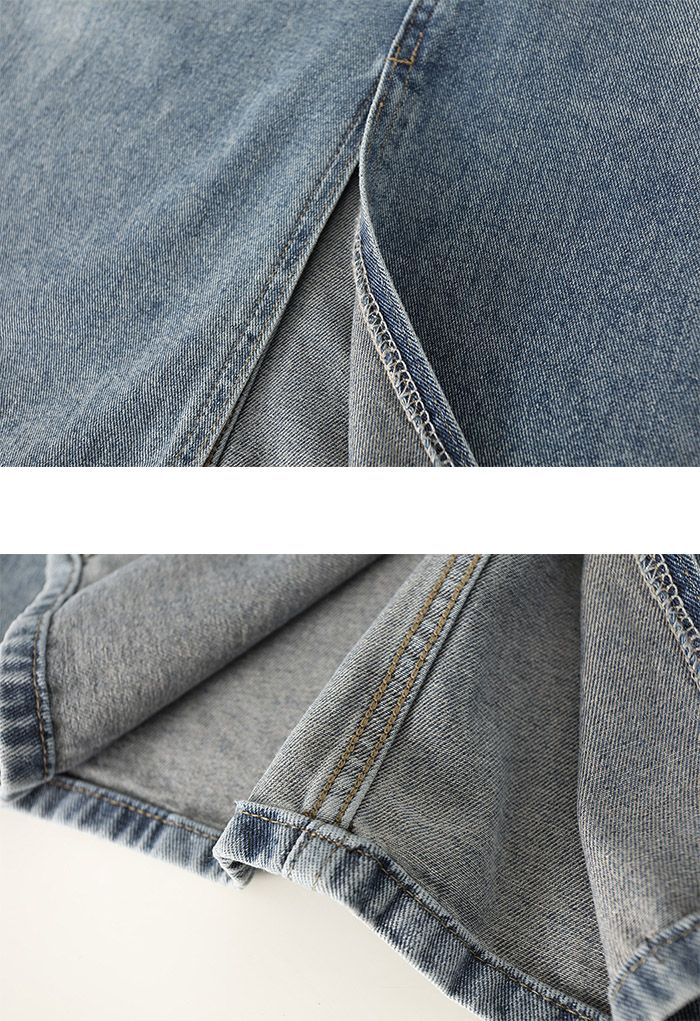 Jeansrock mit geknöpften Taschen und Schlitz