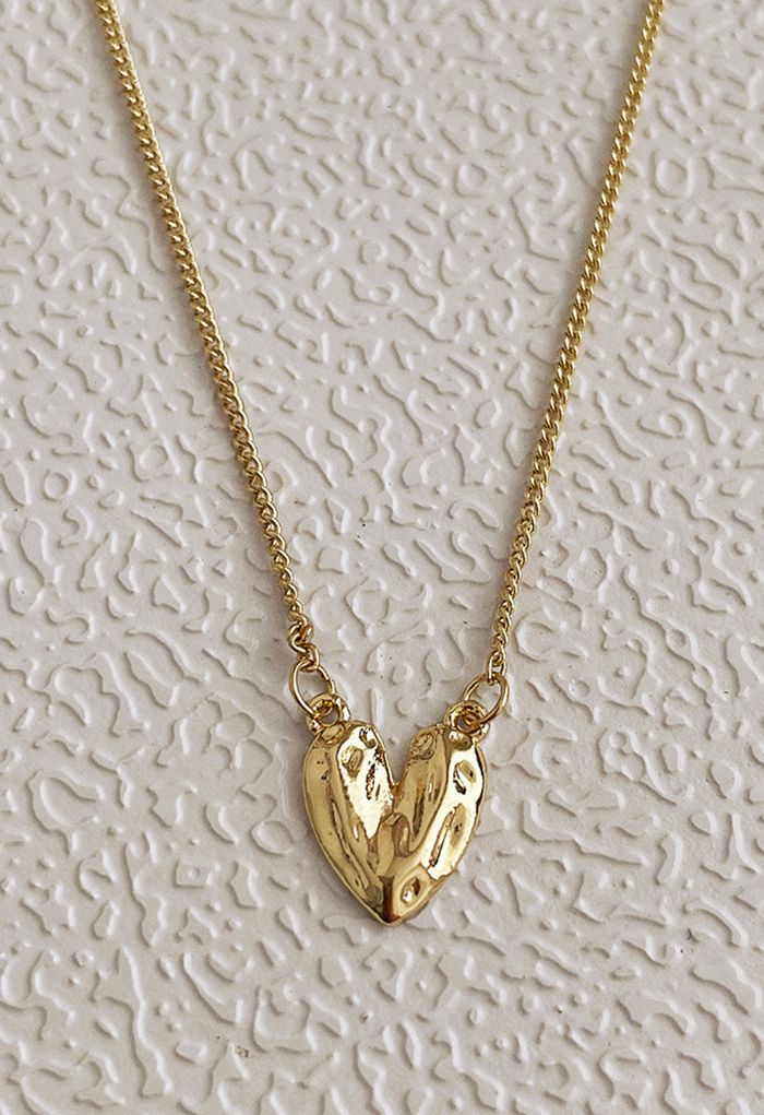Reflektierende Herz einfache Halskette aus Metall