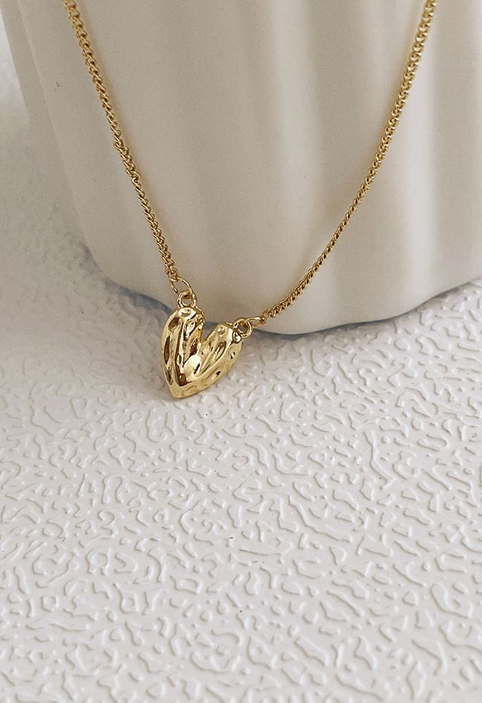 Reflektierende Herz einfache Halskette aus Metall