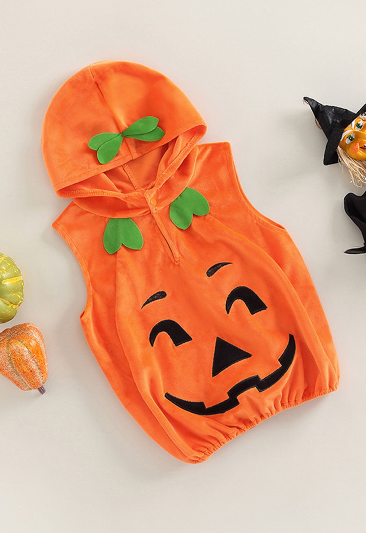 Kleinkind-Baby-Kürbis-Halloween-Kostüm mit Kapuze