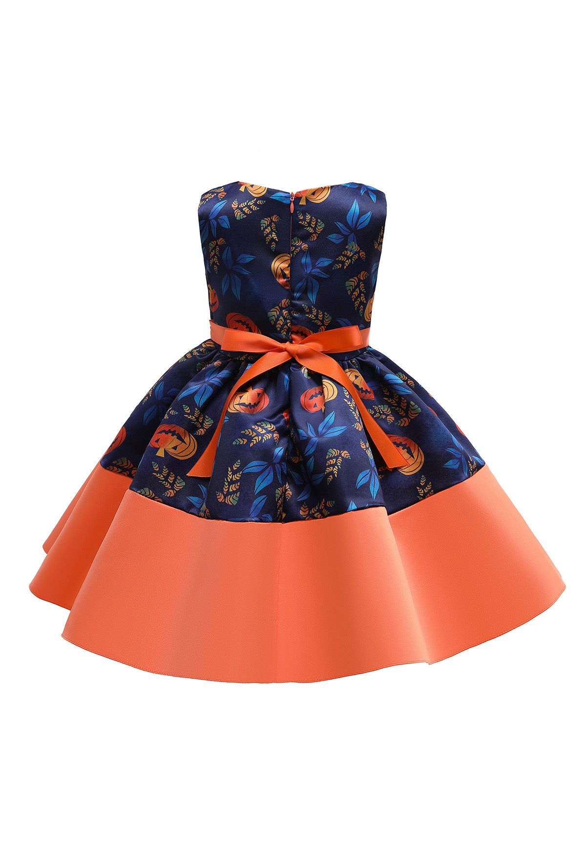 Pumpkin Lantern Bowknot Plissiertes Prinzessinnenkleid für Kinder