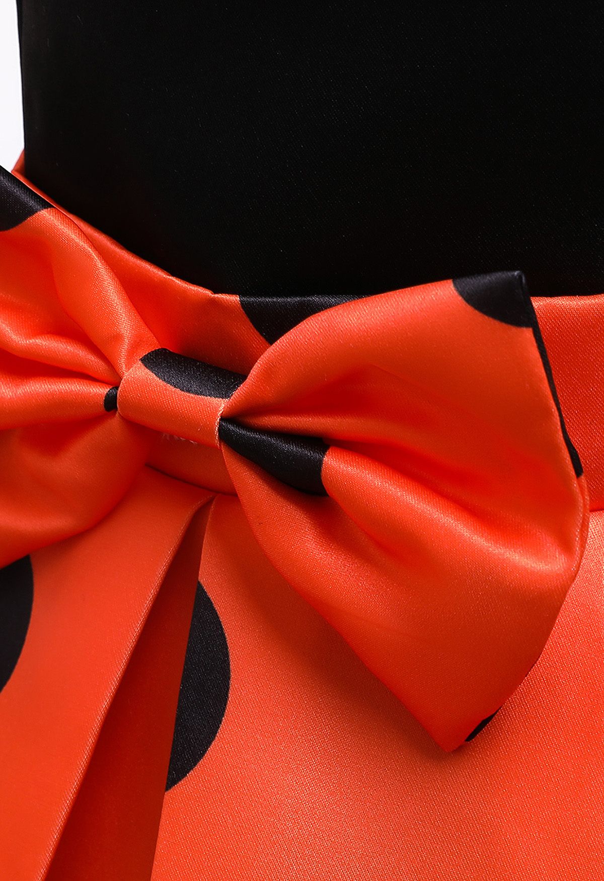 Polka Dot Bowknot Plissiertes Prinzessinnenkleid in Orange