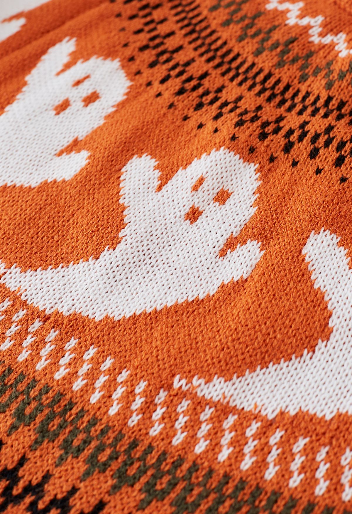 Niedlicher Geister-Strickpullover mit langen Ärmeln in Orange