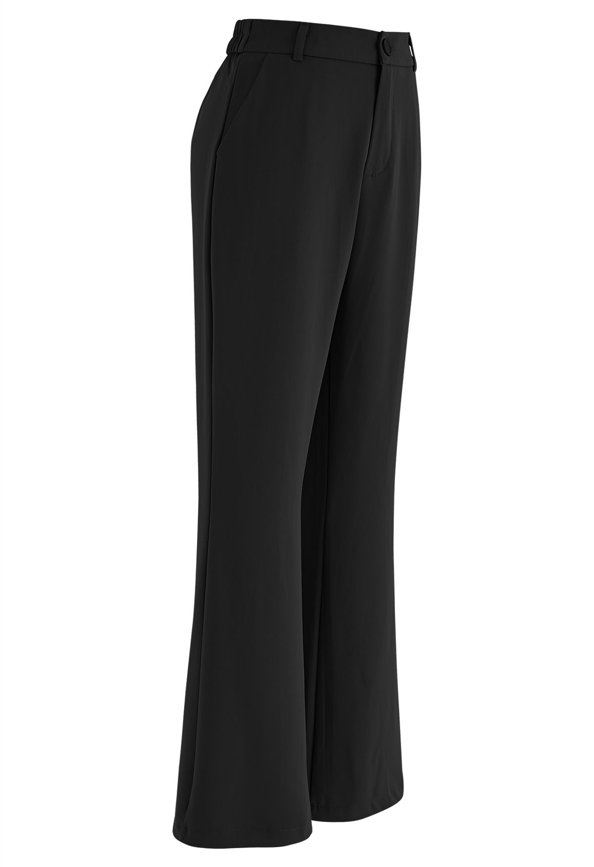 Hose mit halbelastischem Bund und ausgestelltem Bein in Schwarz