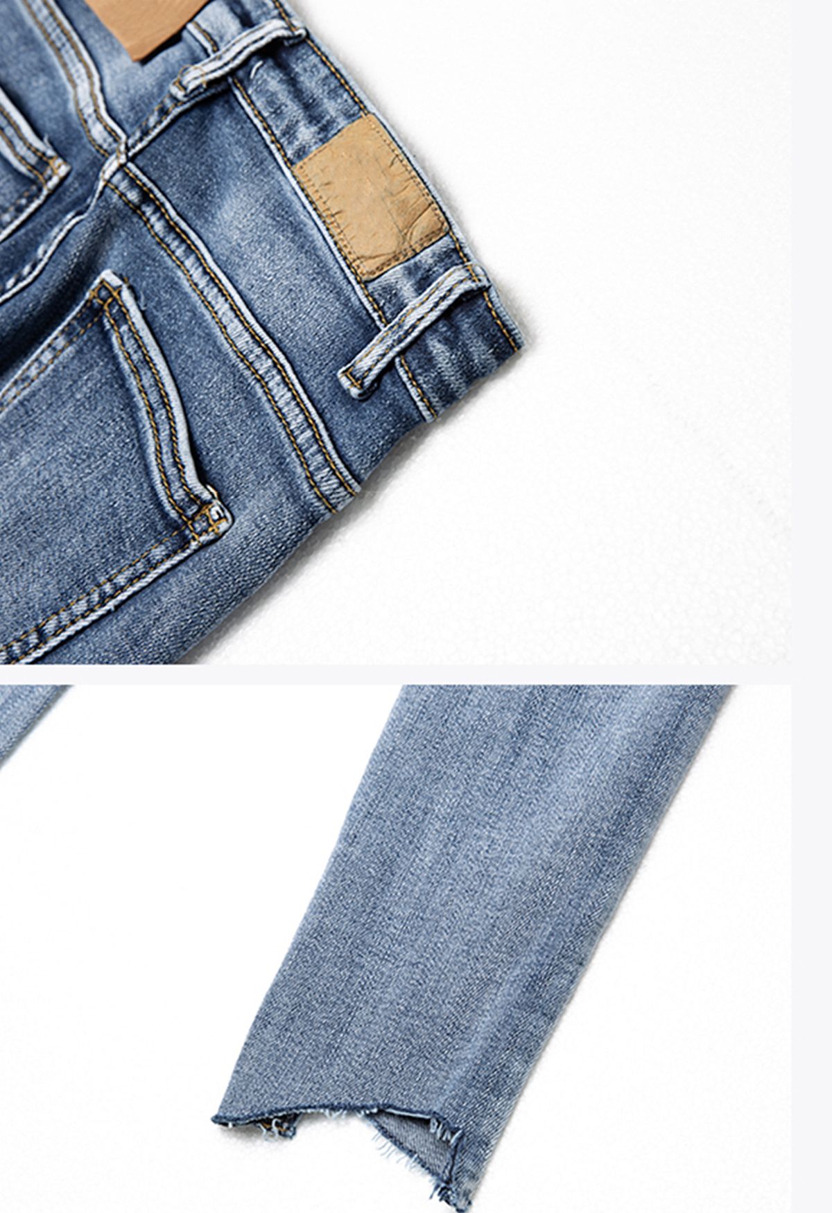 Cropped-Jeans in Distressed-Optik mit unregelmäßigem Saum