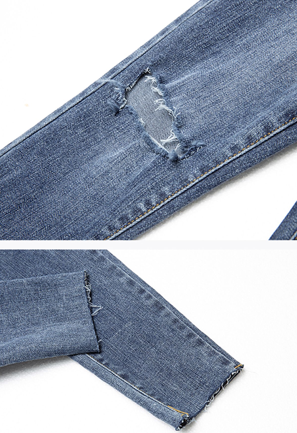 Crop Skinny Jeans mit zerrissenen Details