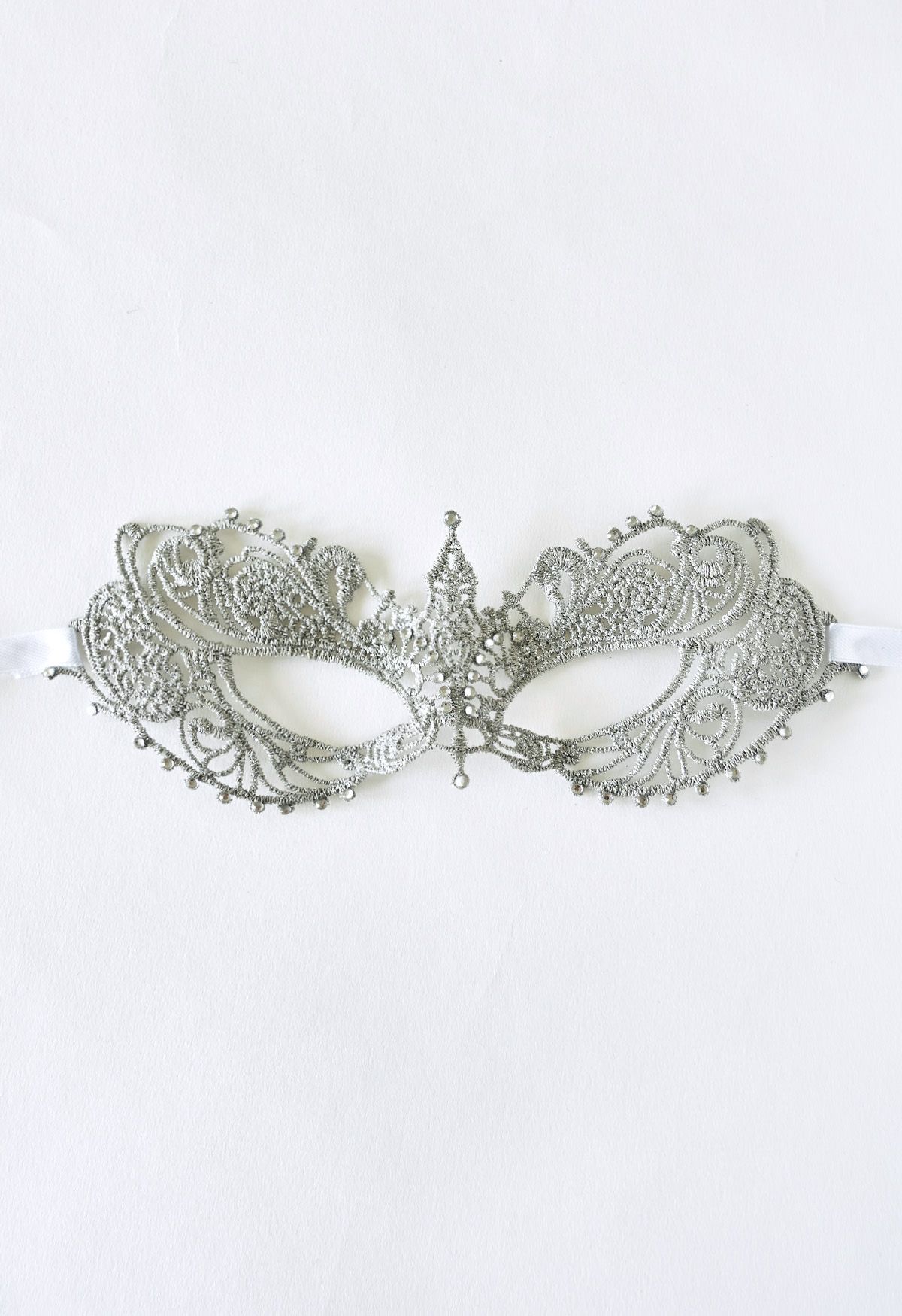 Ballmaske mit Zirkonia-Spitze in Silber