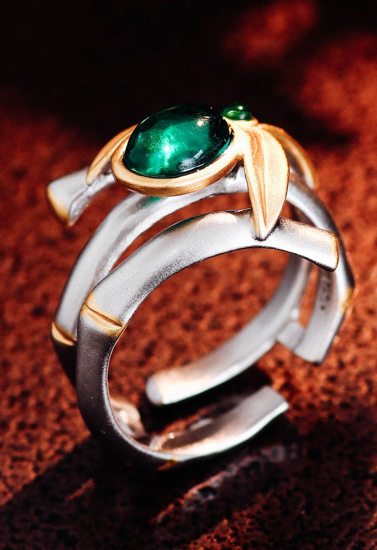 Ovaler Smaragd-Edelstein-Triple-Ring