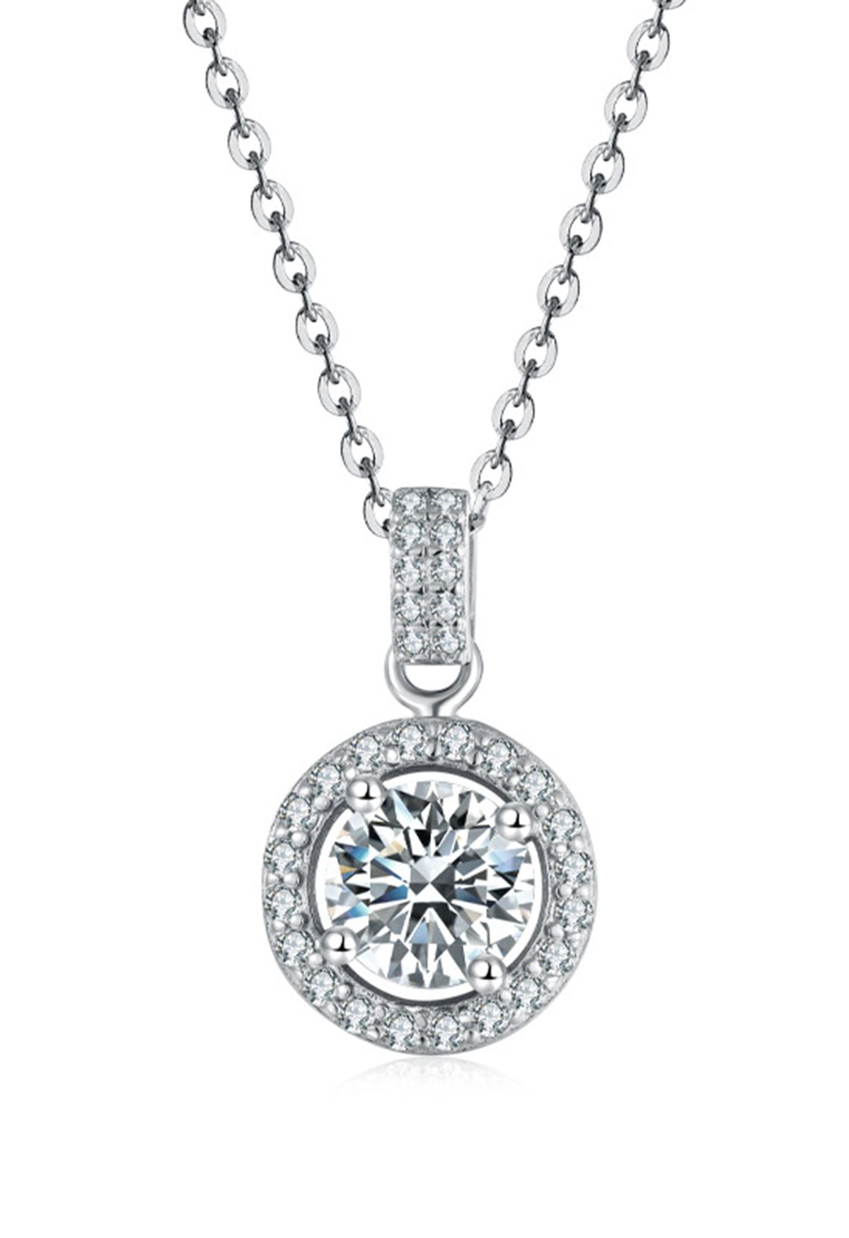 Rundschliff-Moissanite-Diamant-Halskette