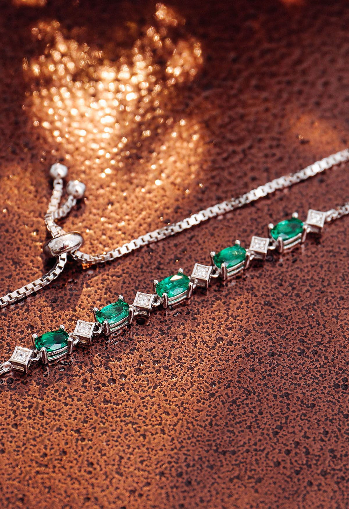 Ovales Smaragd-Edelstein-Diamant-Armband