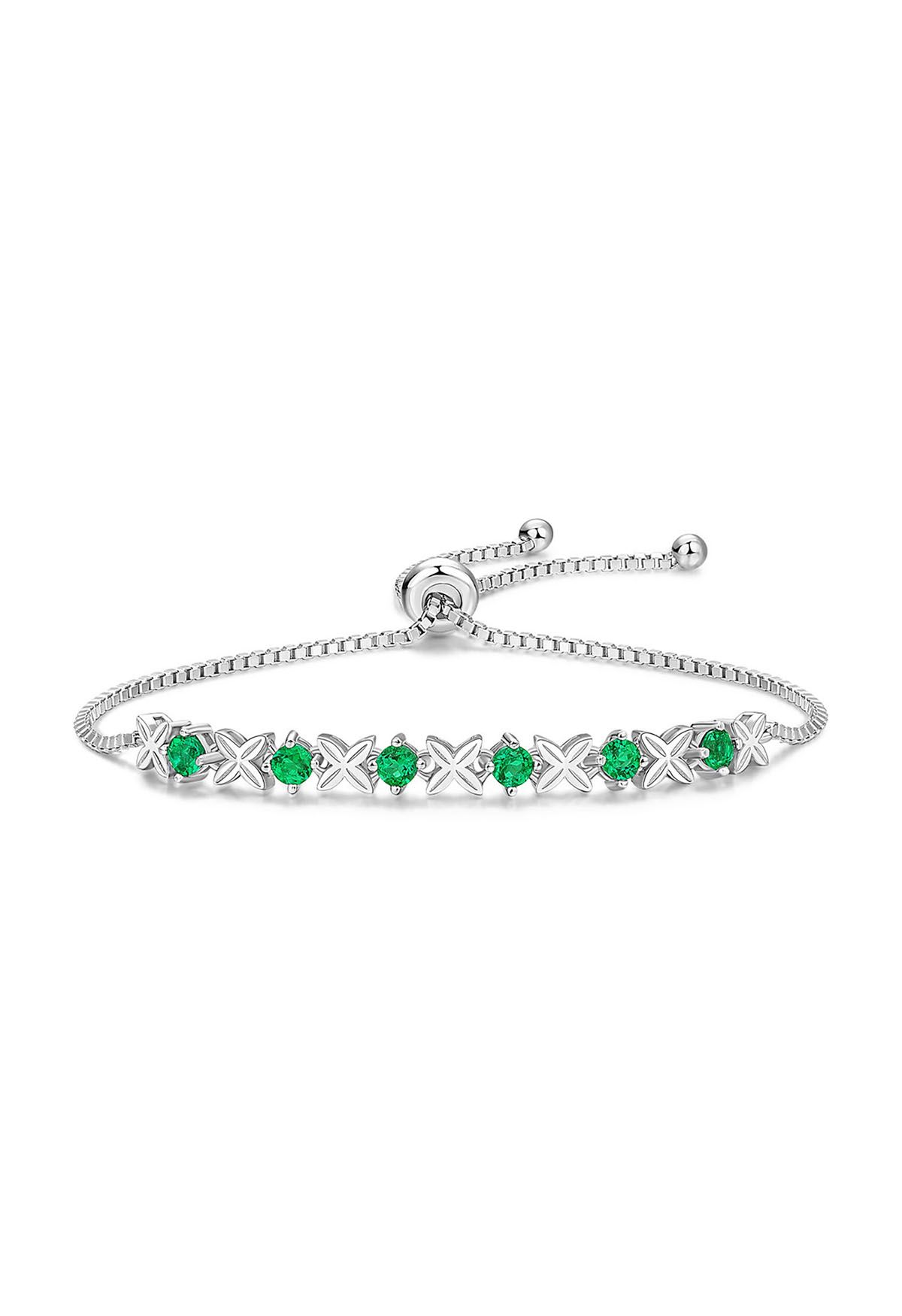 Smaragd-Edelstein-vierblättriges Armband