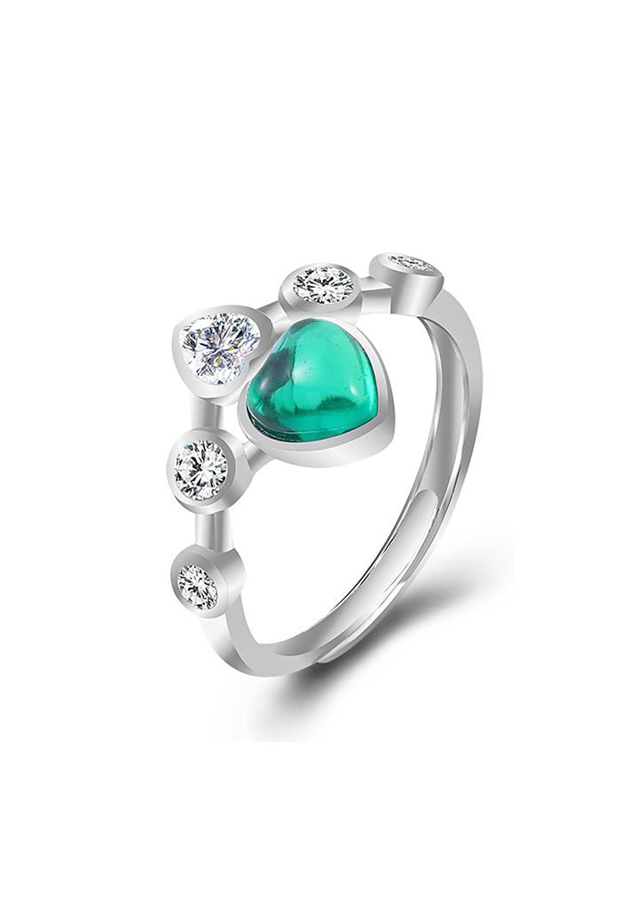 Smaragd-Herz-Edelstein-Diamant-Ring