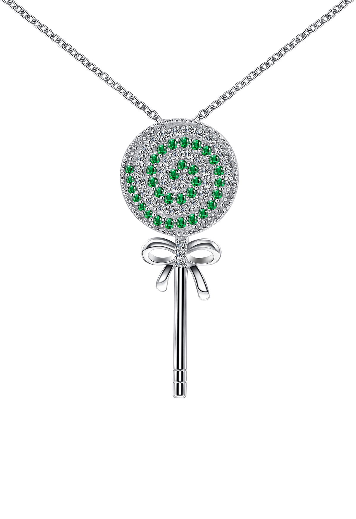 Lollipop Anhänger Smaragd-Edelstein-Halskette