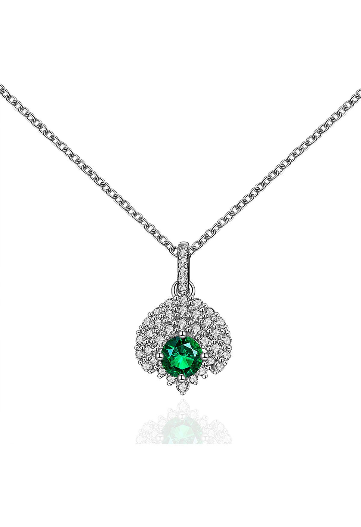 Smaragd-Edelstein-Diamant-Dekor-Halskette