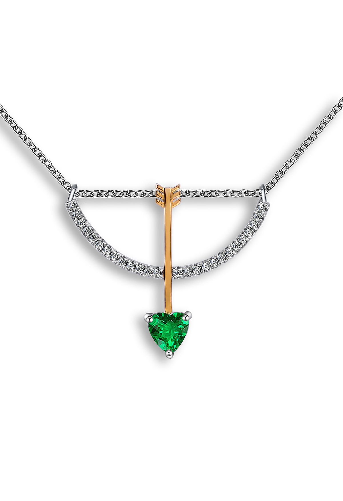 Amor-Pfeil-Smaragd-Edelstein-Halskette
