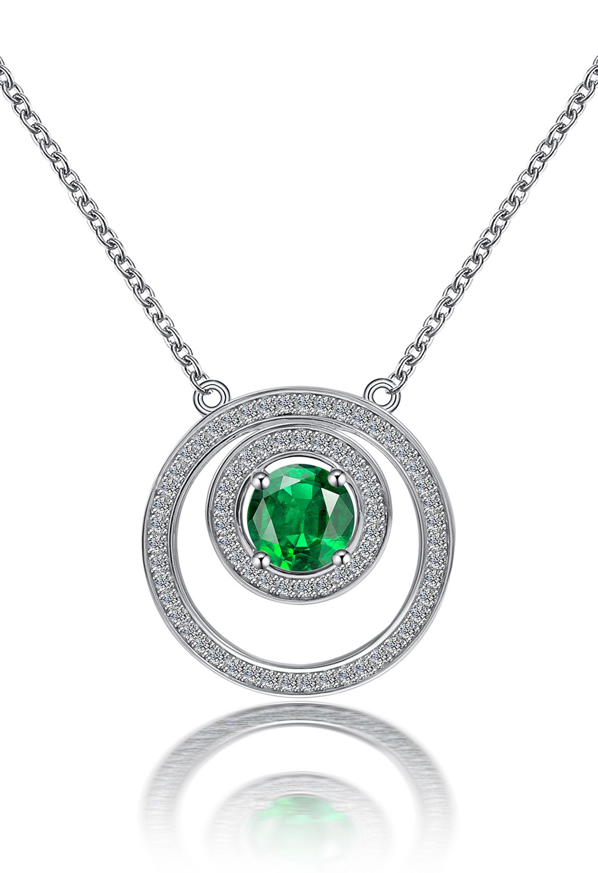 Doppelkreis-Smaragd-Edelstein-Halskette
