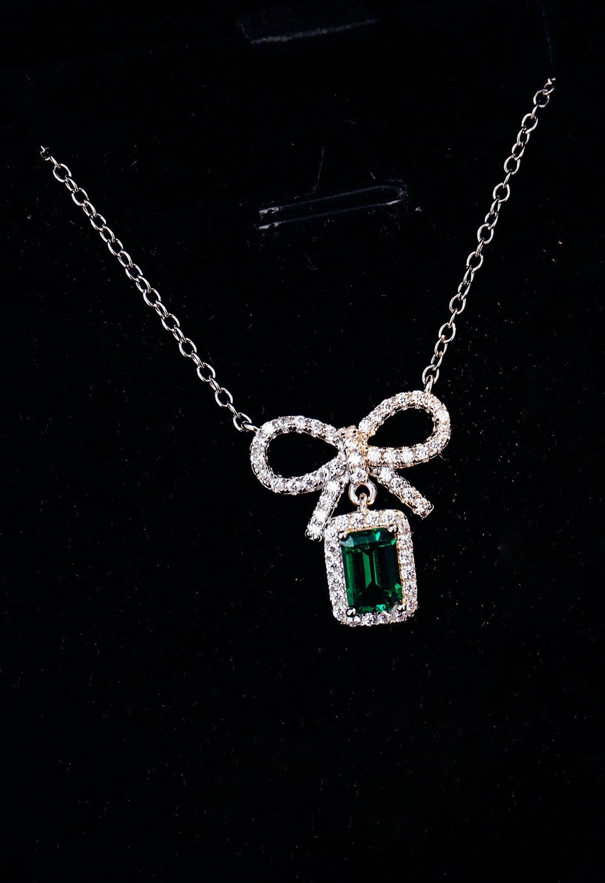 Smaragdschliff Bowknot Diamant-Halskette