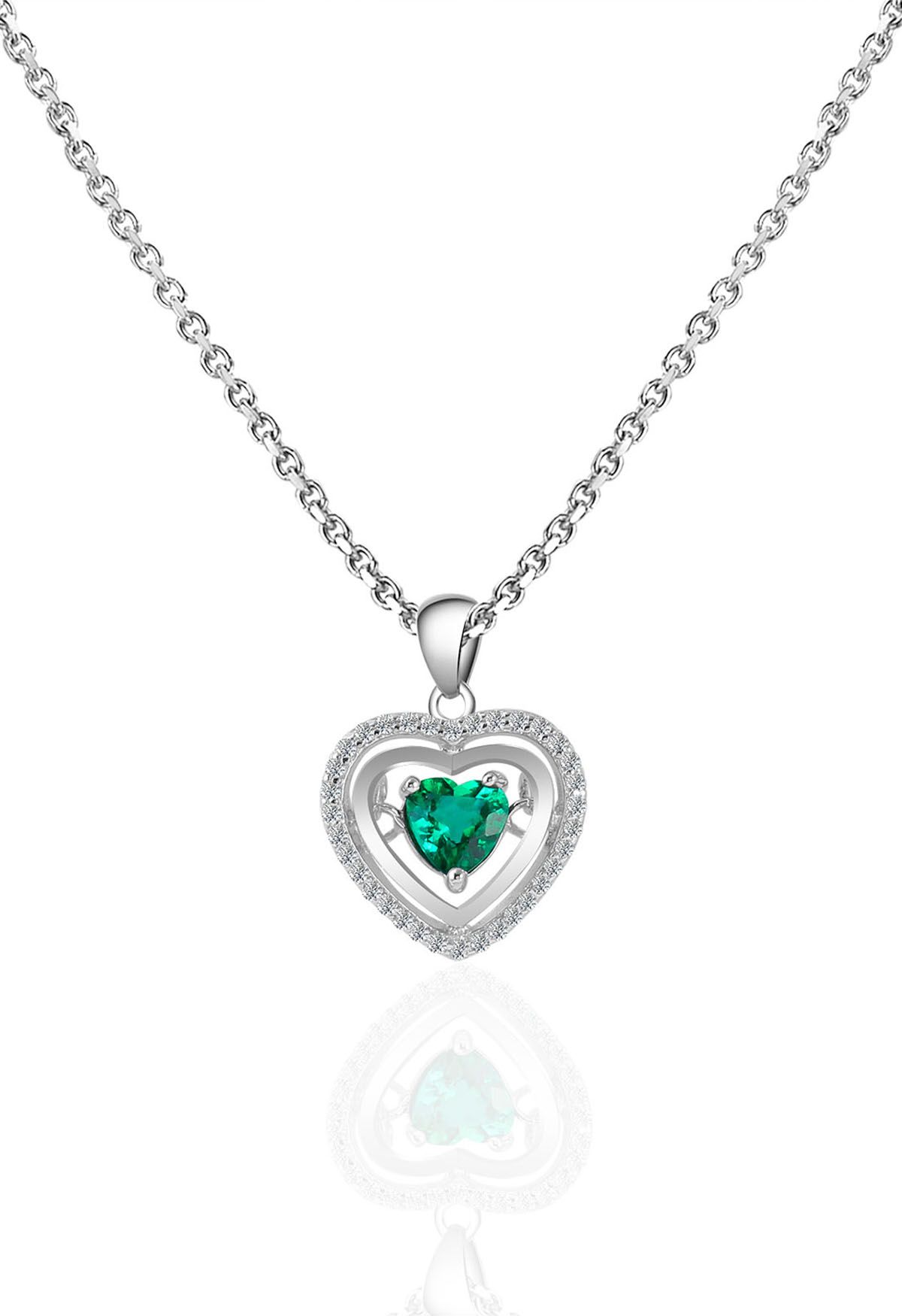 Hohle Smaragd-Edelstein-Halskette in Herzform