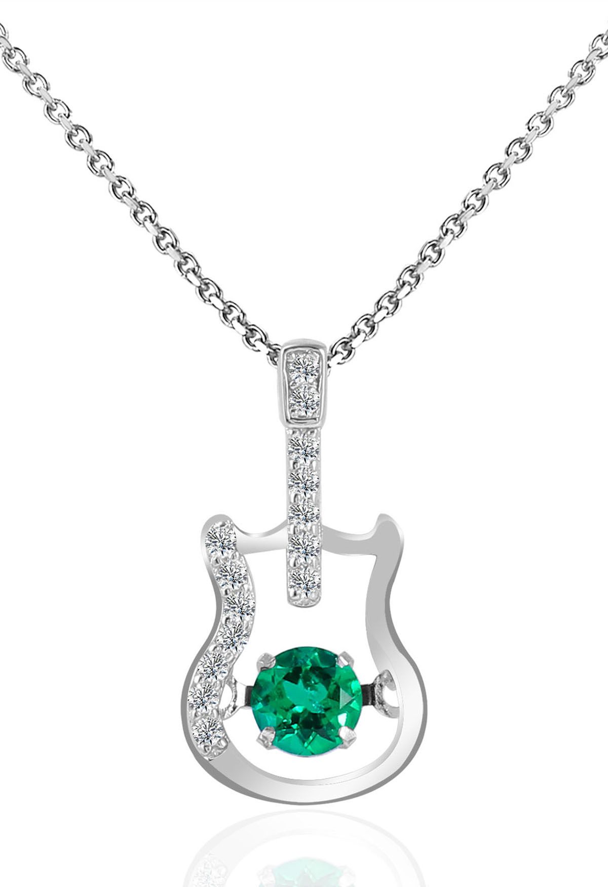 Smaragd-Edelstein-Halskette in Gitarrenform