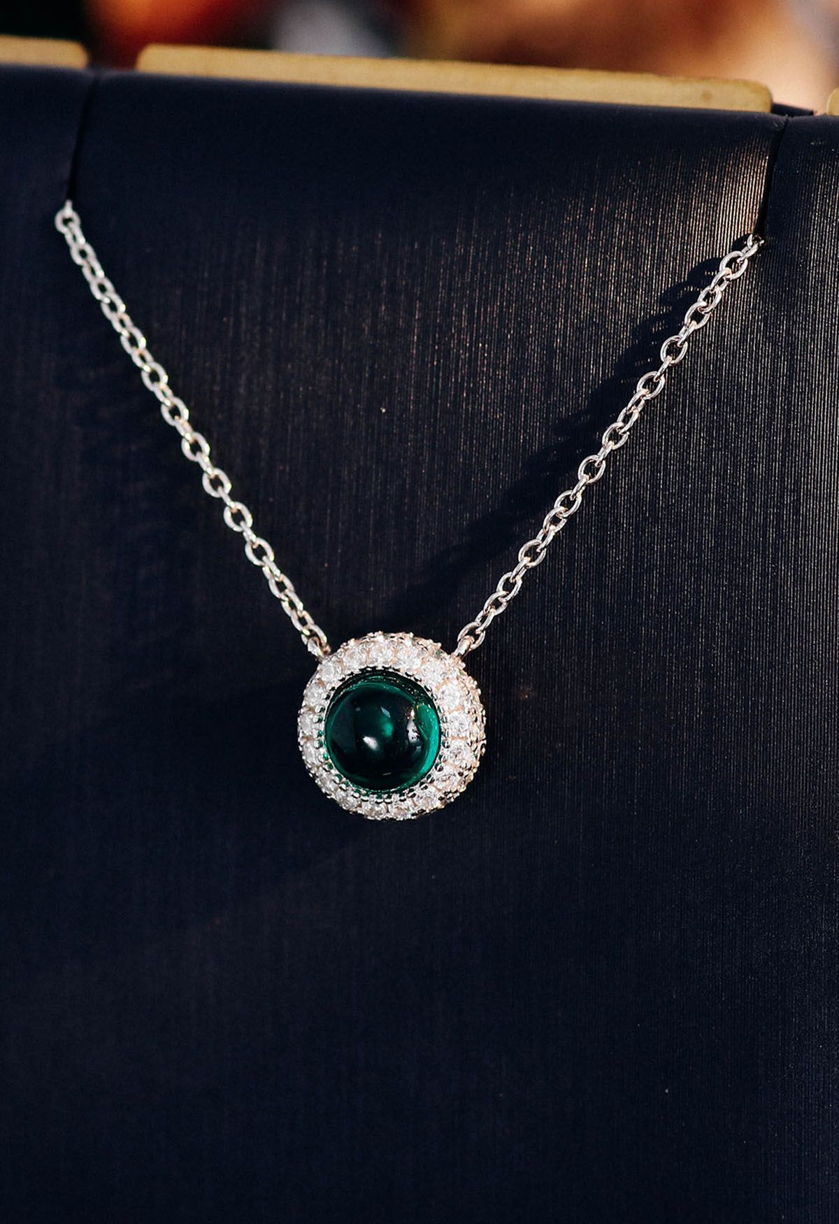 Halo-Smaragd-Edelstein-Diamant-Halskette