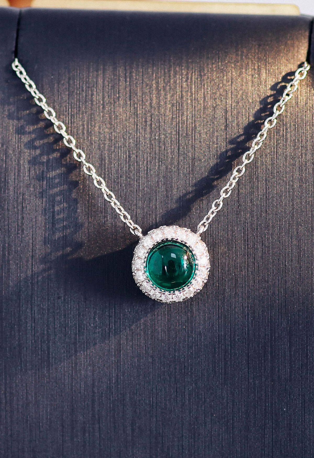 Halo-Smaragd-Edelstein-Diamant-Halskette