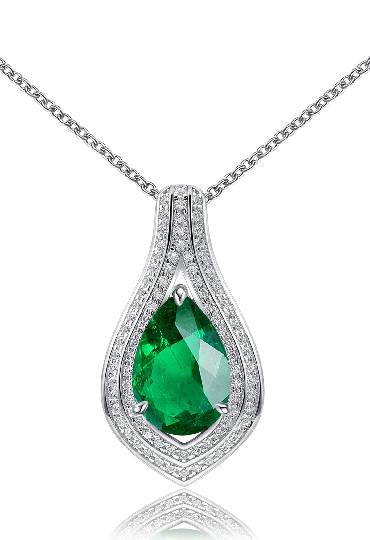 Smaragd-Edelstein-Halskette in Birnenform