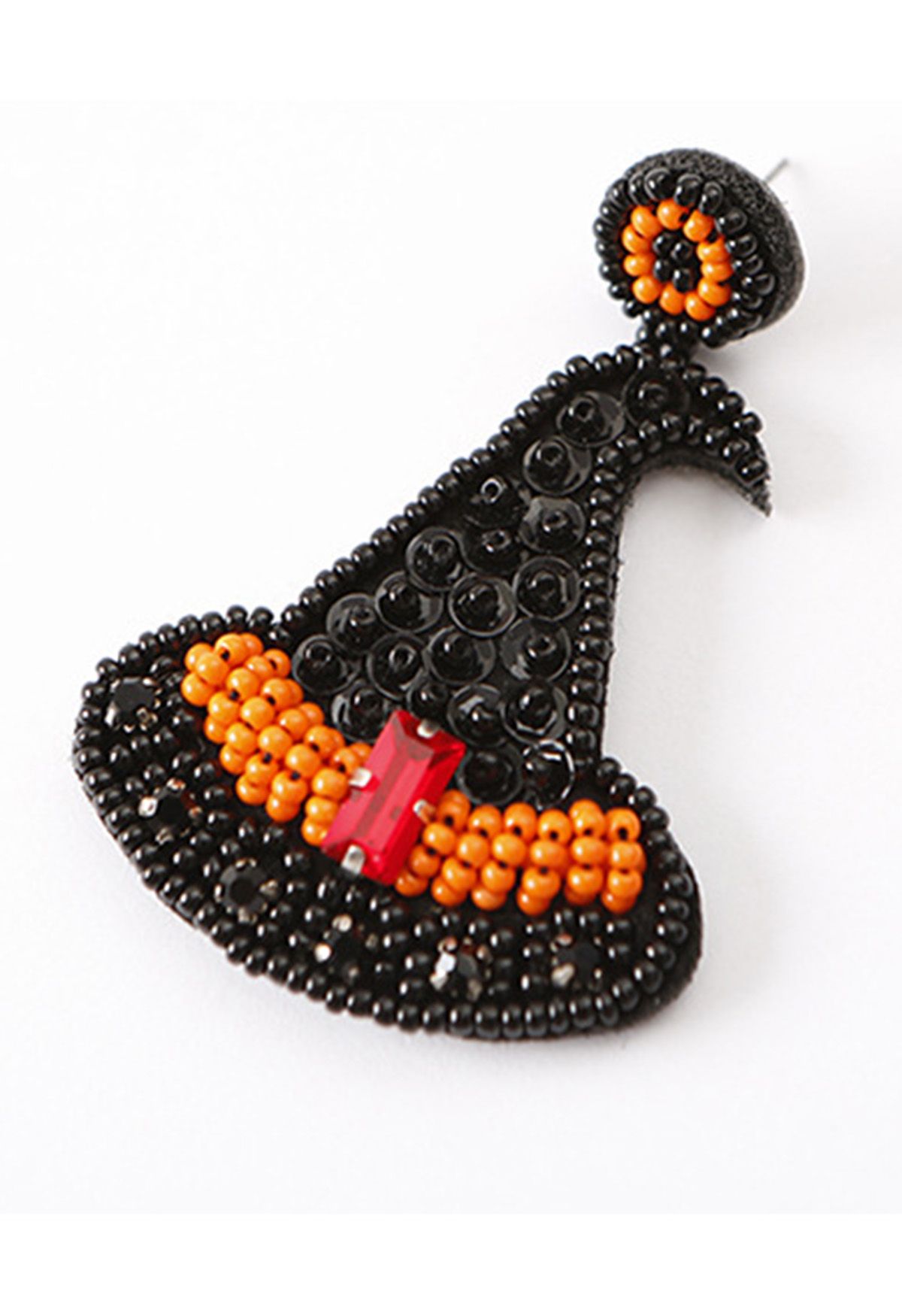 Schwarze Hexenhut-Ohrringe mit Perlen
