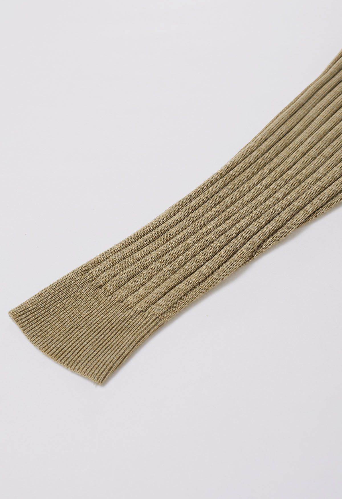 Solides Twinset-Oberteil aus Rippstrick in Khaki