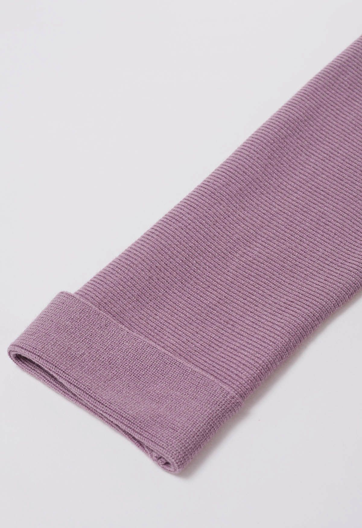 Lang geschnittener Strick-Cardigan mit Reverskragen und Gürtel in Mauve